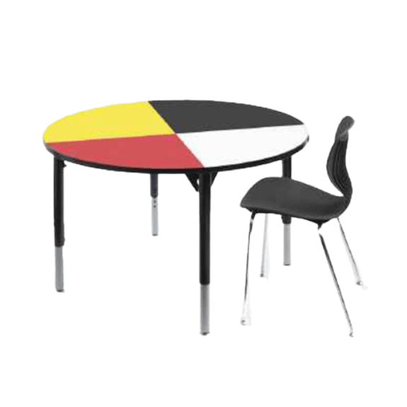 medicine wheel table, classroom tables, classroom furniture, native teaching tables